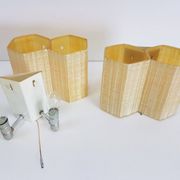 Molecular Double Light Honeycomb Flush Mounts in Fiberglass, 1950s, Set of 2