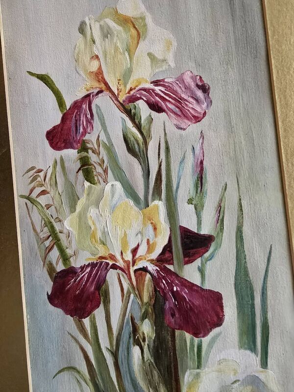 Huile sur carton Les Iris