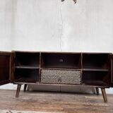 Tv stand in a row vintage compass feet 1980