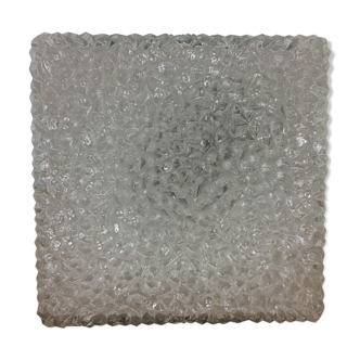 Applique carrée Holophane en verre ciselé, années 60