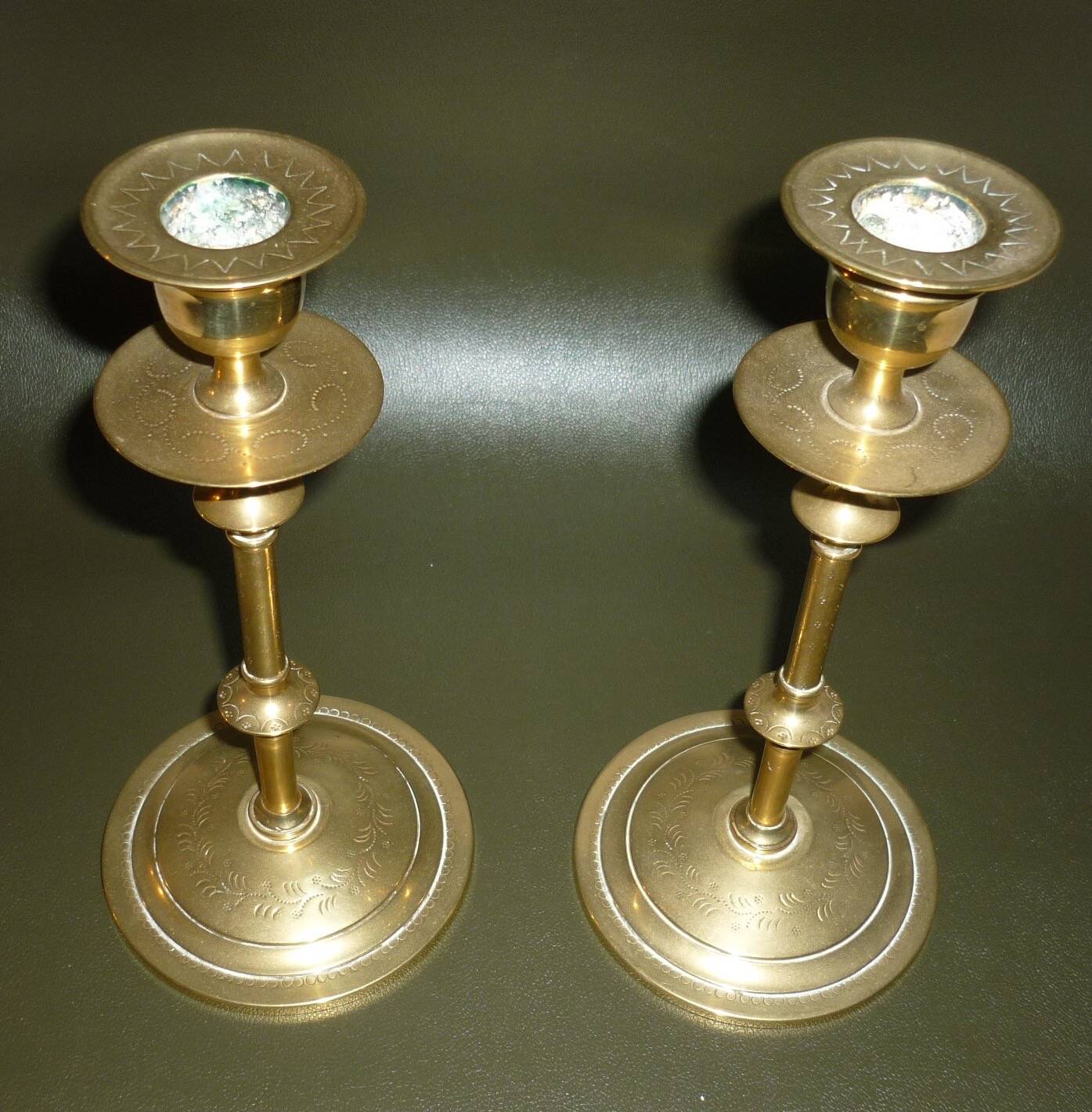 Pair of gilded brass candlesticks