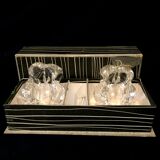 Duo of daum crystal salerons in their original box