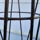 Vintage 1950s bar counter with two rattan and metal stools