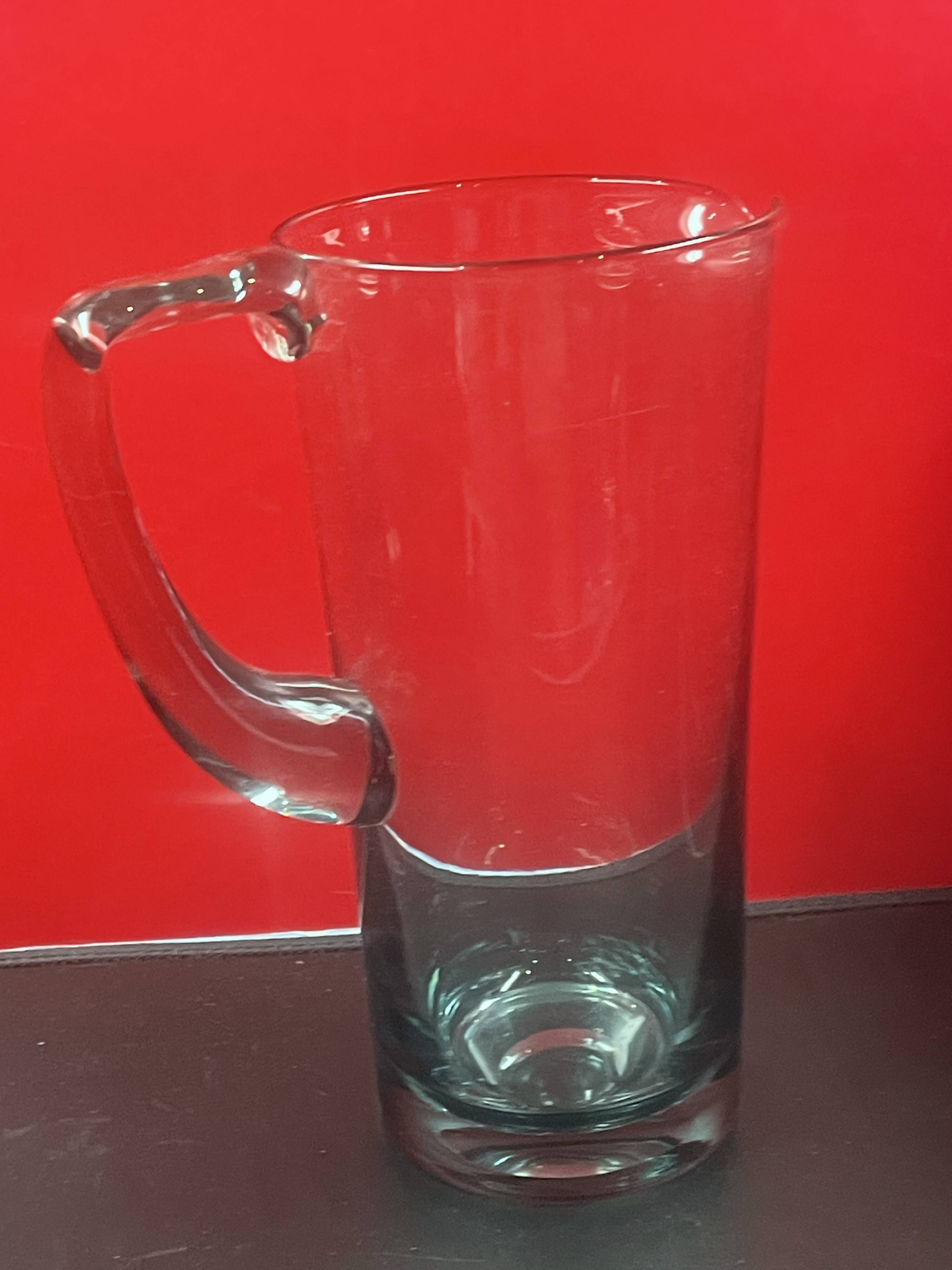 elegant water or orangeade pitcher in smoked glass from the 1970s - 25 cm