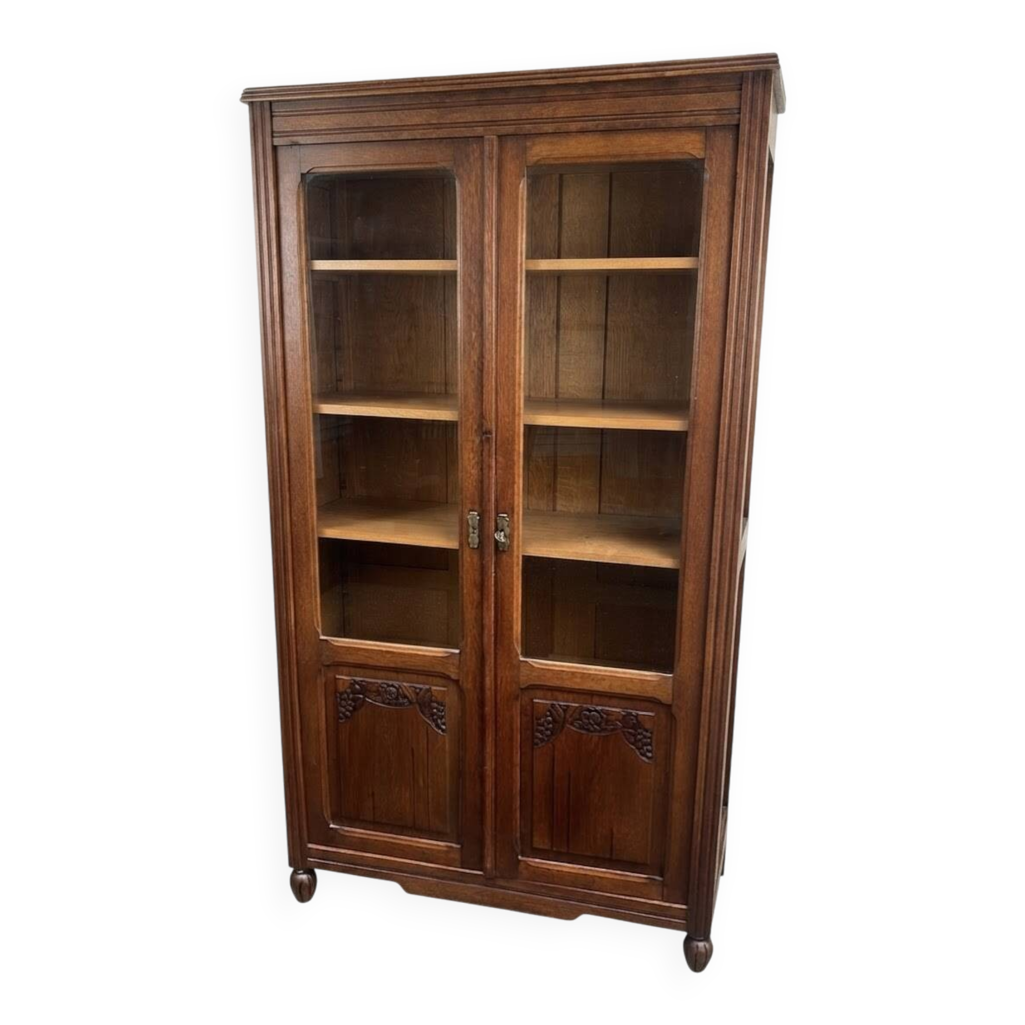 Oak library 1950s French Design Art Deco display cabinet