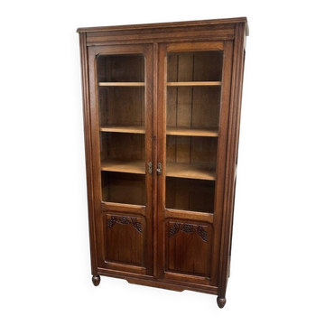 Oak library 1950s French Design Art Deco display cabinet