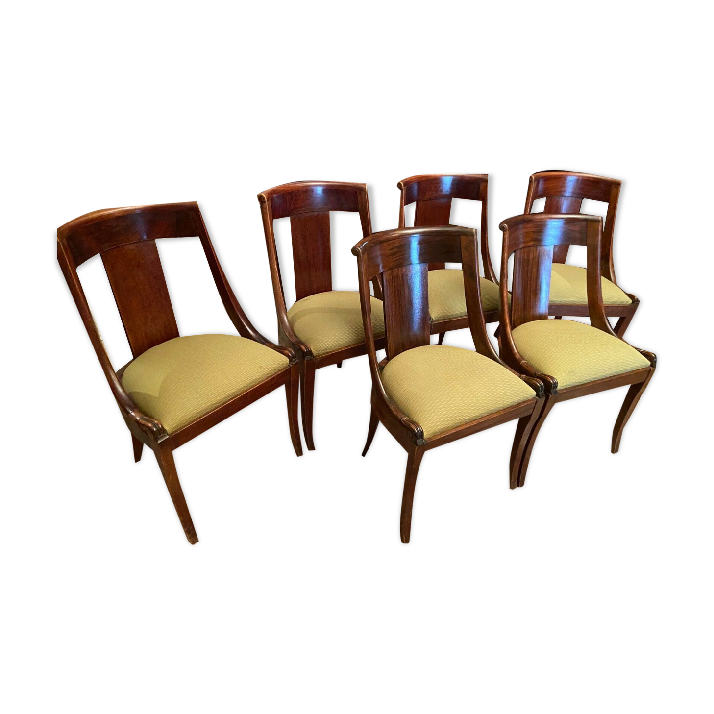 Lot de 6 chaises gondoles en acajou style Empire XIXème