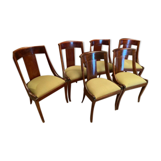 Set of 6 mahogany gondola chairs Empire style XIXth