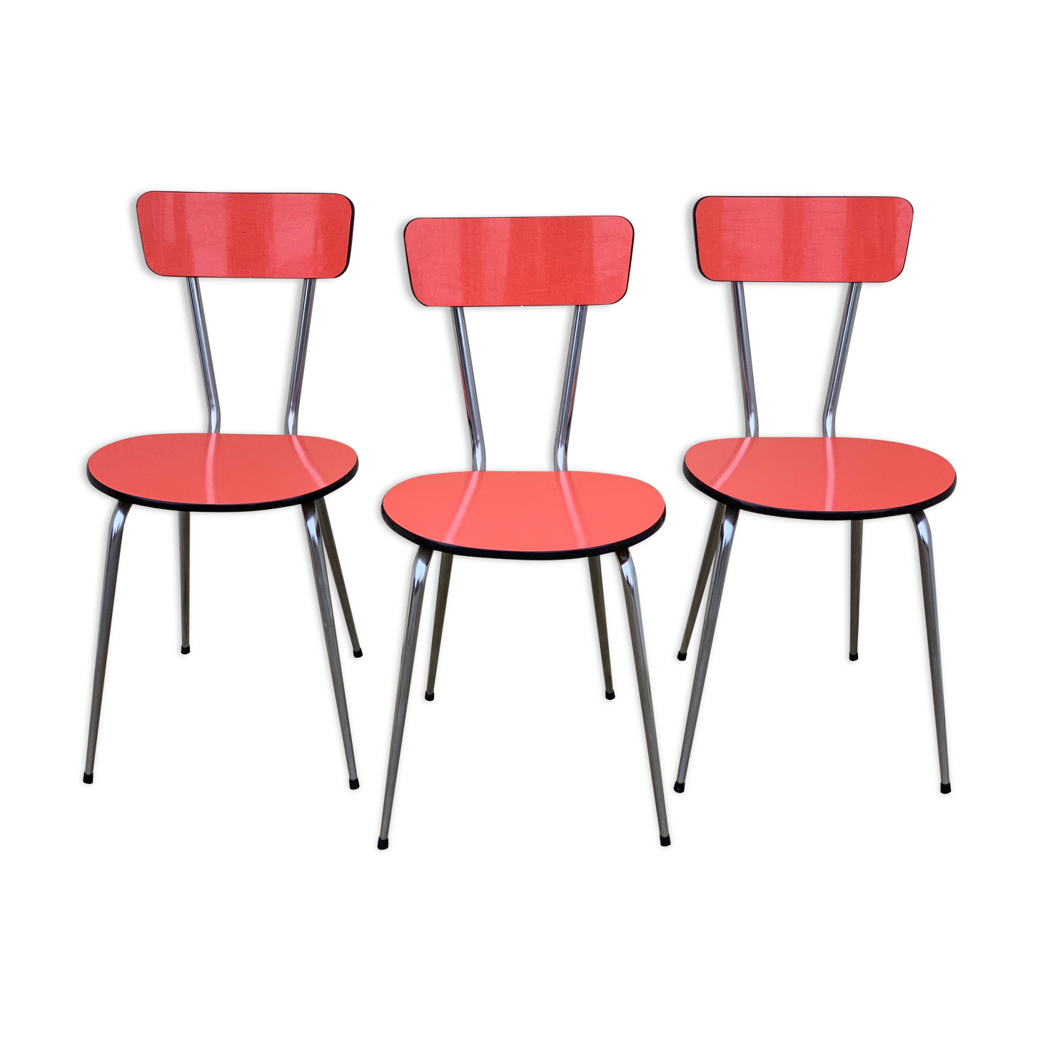 Red formica chairs 1950