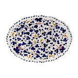 Plat ovale 35cm fleurs bleu marine