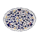Plat ovale 35cm fleurs bleu marine