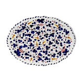 Oval dish 35cm navy blue flowers