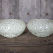 Pair of green Clichy glass lampshades, glass globe for suspension, globe.