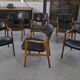 Set of 6 Scandinavian armchairs in leather and rosewood by Gondo Gravesen for Atelier Bondo Gravesen Snedkerier 1960s.