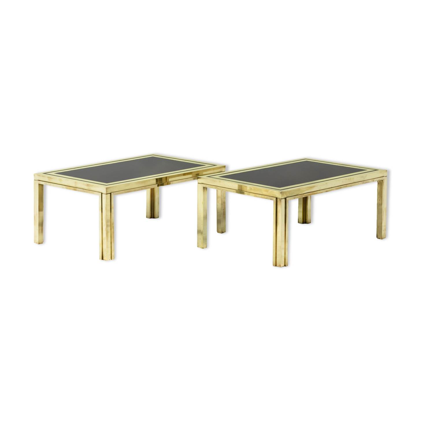 House Iiwans pair of pieces of sofa in gilded brass, 1970s