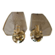 Pair of glass and metal wall lights