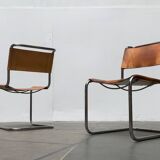 German vintage leather cantilever chairs S33 by Mart Stam for Thonet, set of 8