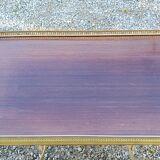 70s Neoclassical Style Coffee Table in Gilded Brass with Mahogany Veneer Top
