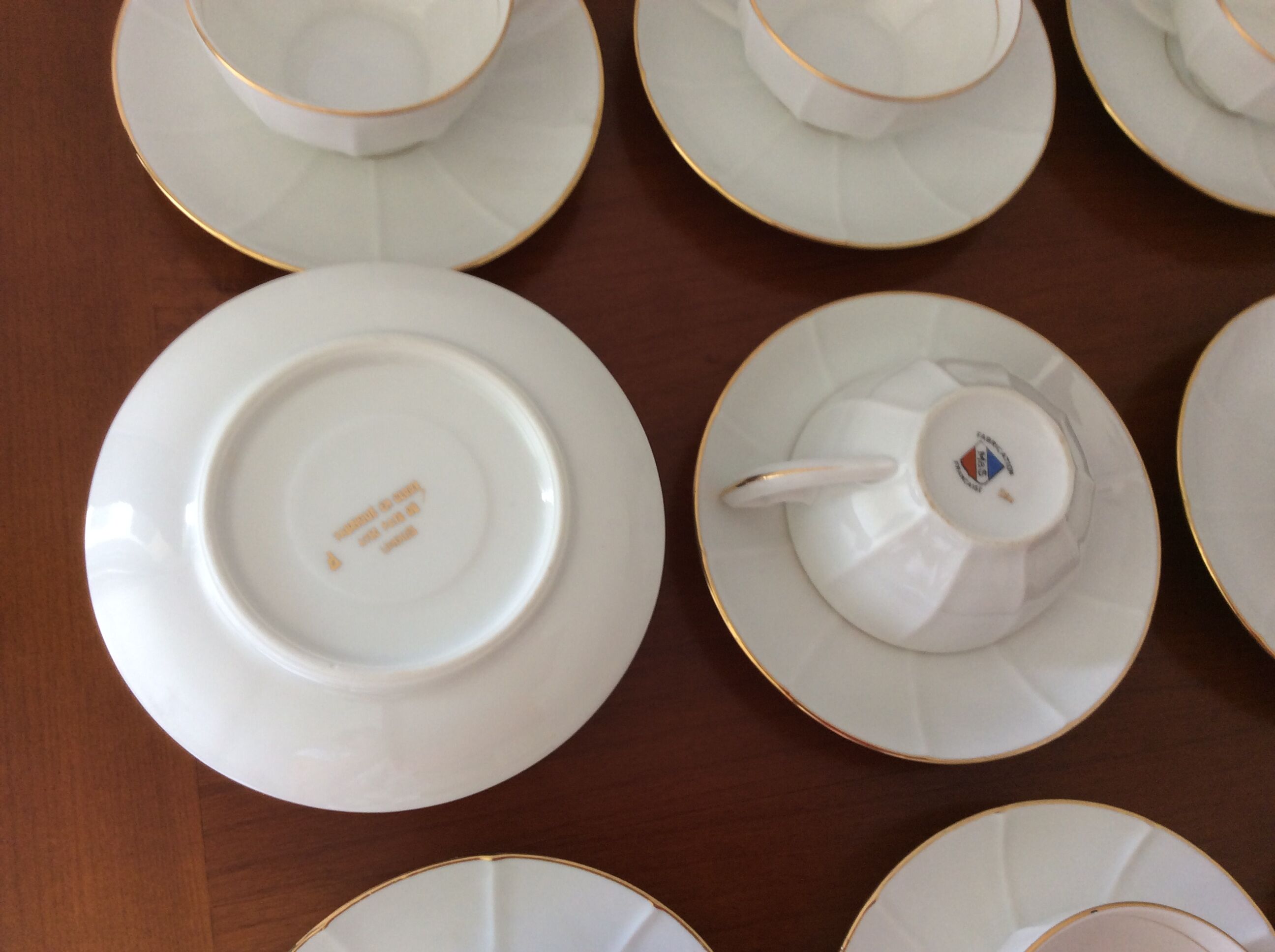 Service à café porcelaine M&S Fabriqué en Berry avec pâte de Limoges Art déco