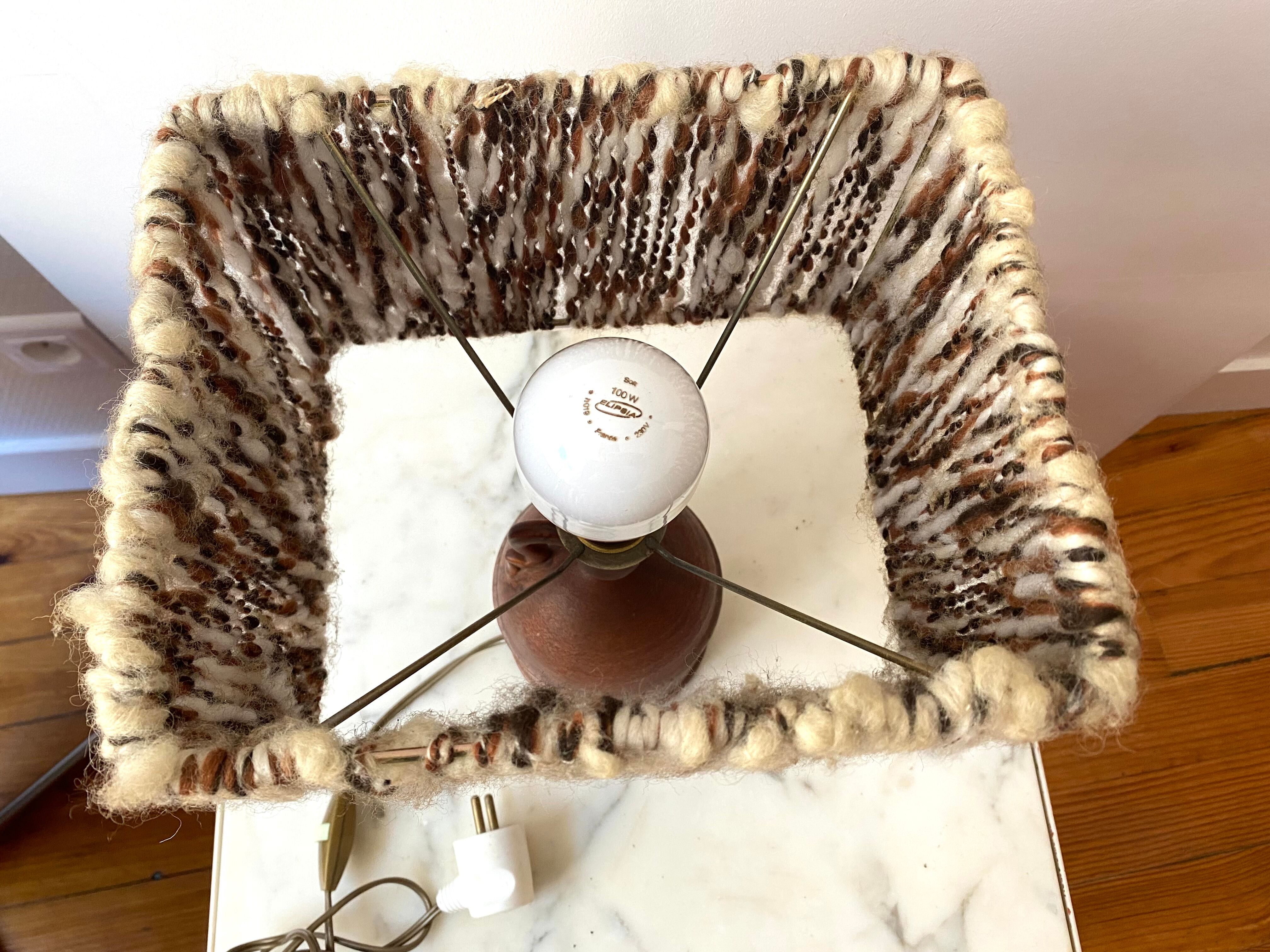 Living room lamp bedside pottery Ludovic and wool 50s vintage