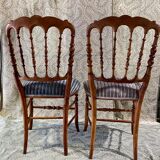 Pair of beech chairs with velvet