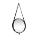 Jacques Adnet circular leather and brass mirror