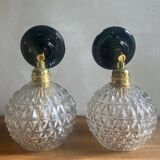 Pair of vintage glass globe wall lights