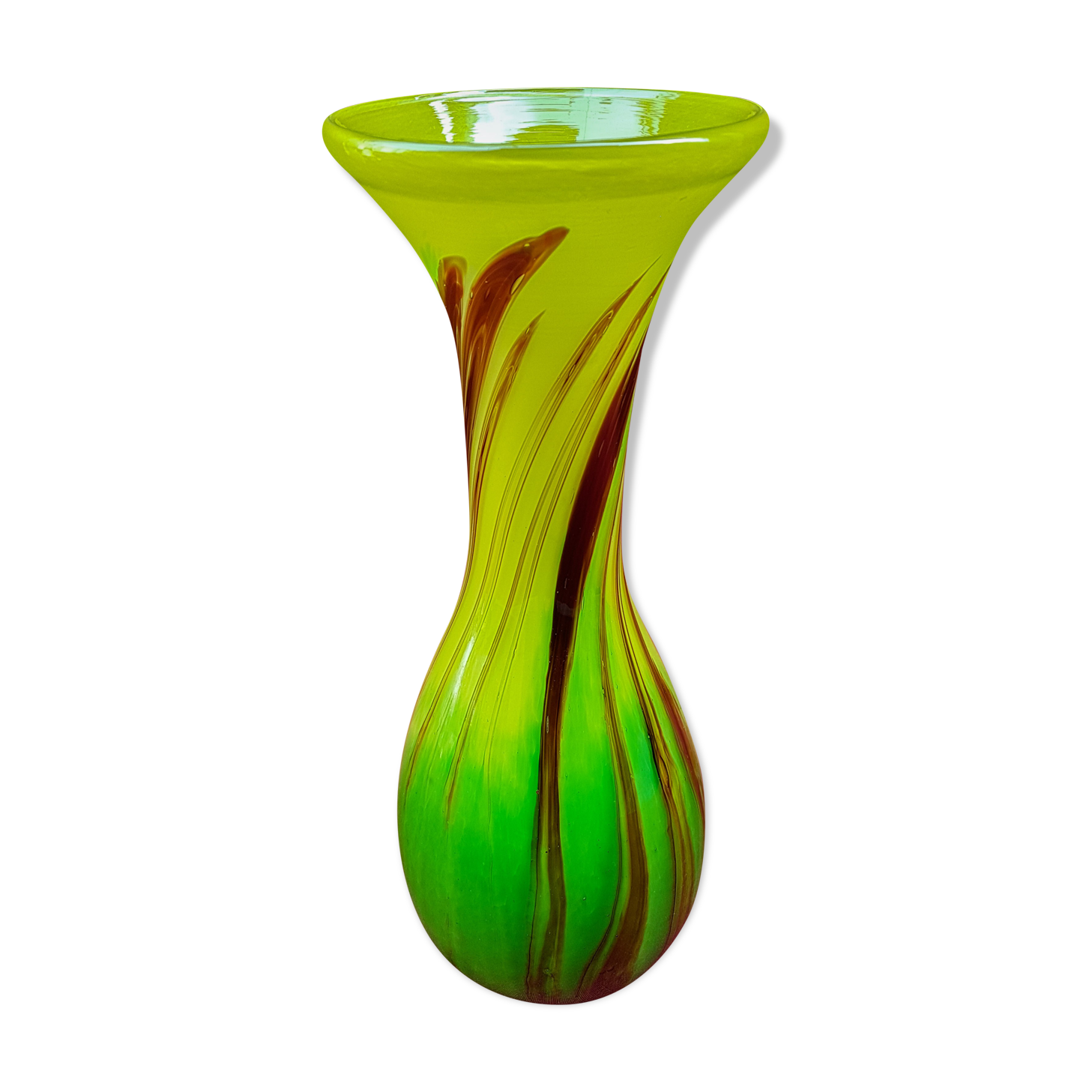 Vase verre soufflé Murano Italie signé F Silviy