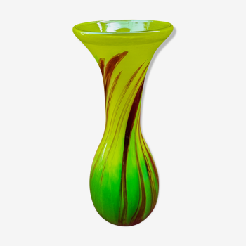 Vase verre soufflé Murano Italie signé F Silviy