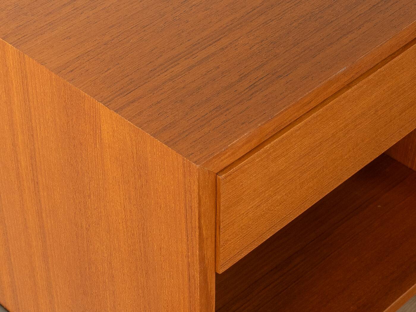 Minimalist bedside tables from the 1960s, teak veneer, set of 2