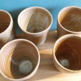 Set of 8 hand-turned stoneware cups or glasses