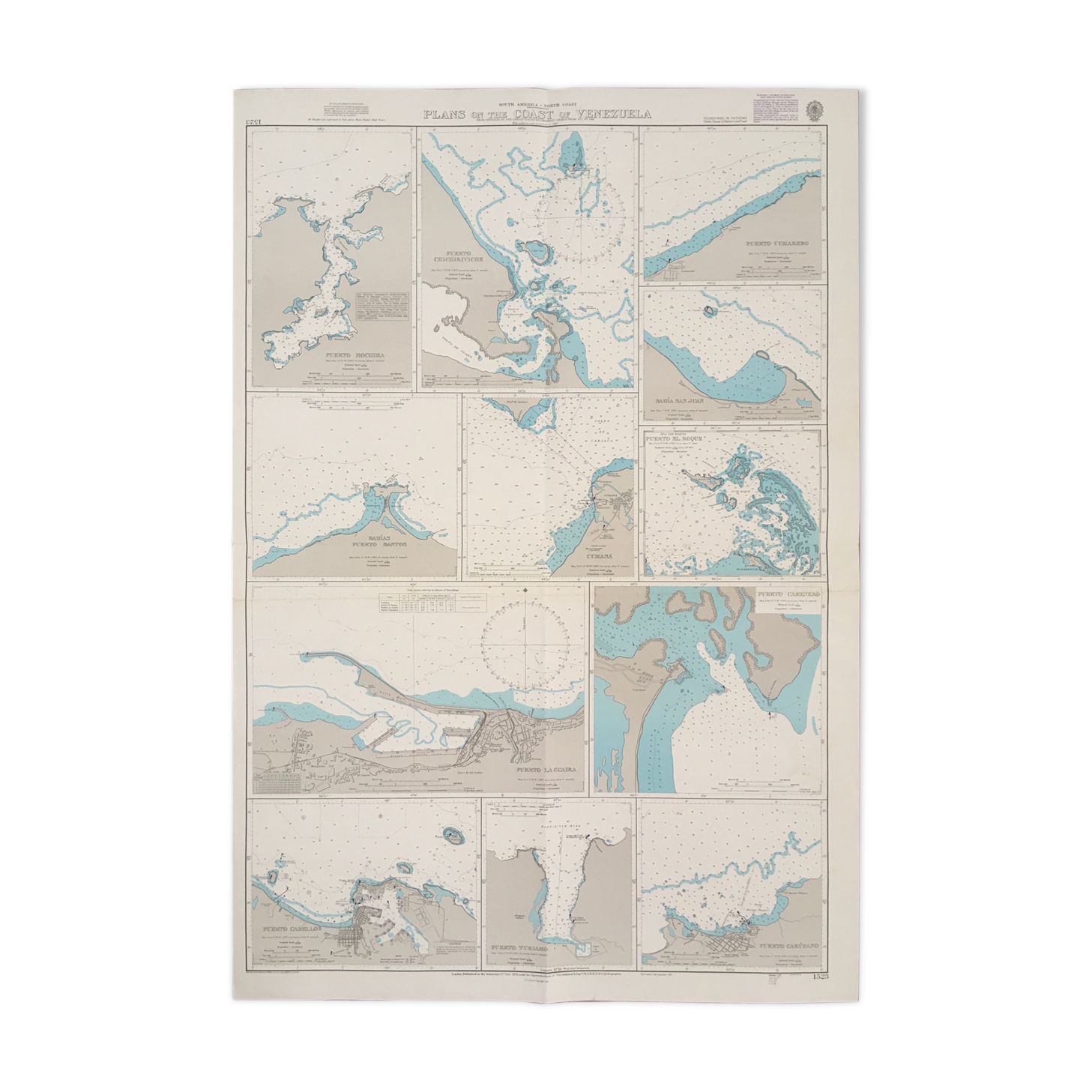 Ancient marine map of Venezuela