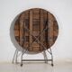 Table de jardin pliante ancienne en bois et fer – Europe centrale, vers 1950