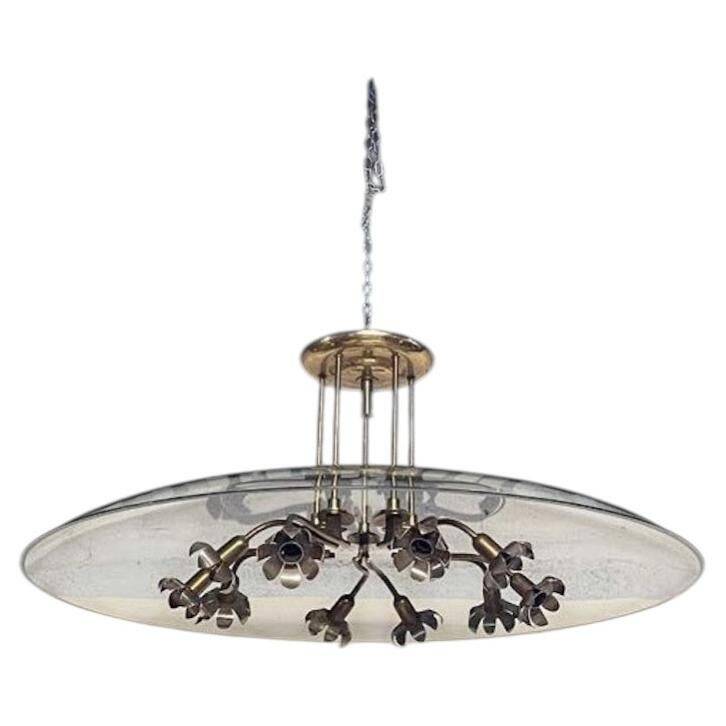 Chandelier in glass and brass attributed to Pietro Chiesa for Fontana Arte, 1940s.
