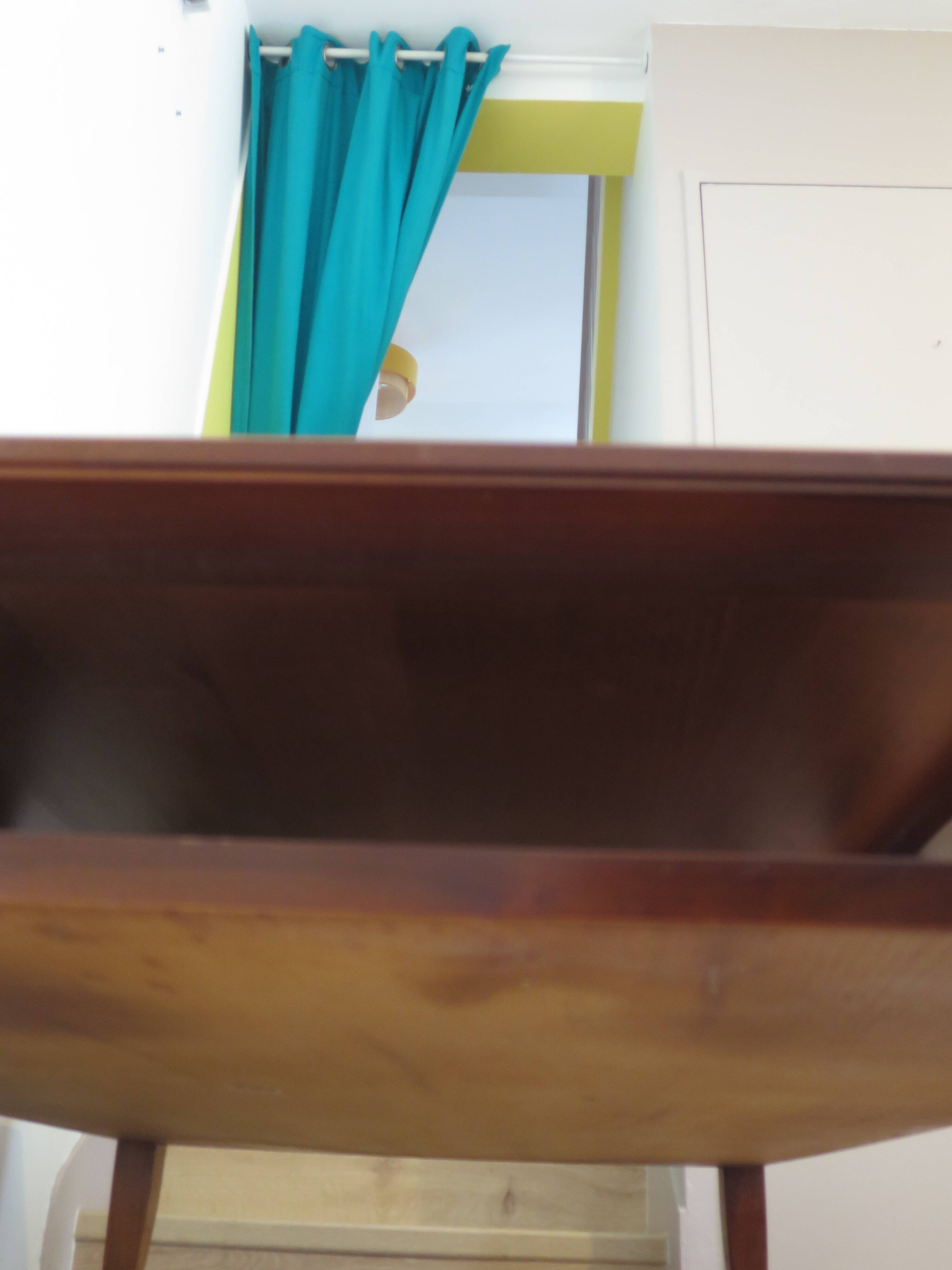 Large coffee table - cherry finish - solid wood - butterfly motifs