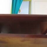 Large coffee table - cherry finish - solid wood - butterfly motifs