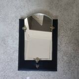 Art Deco leather and bronze mirror