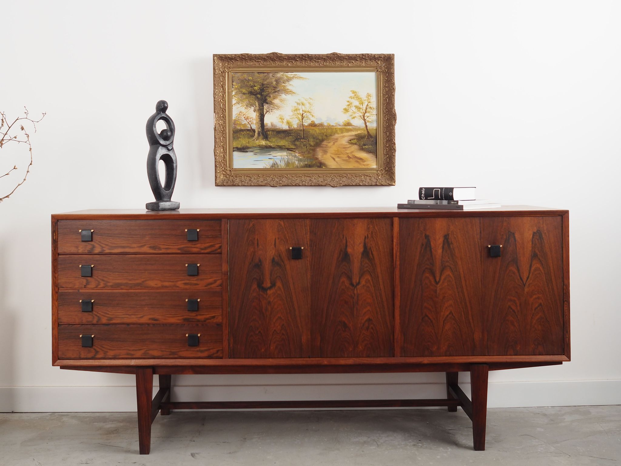 Peinture « The Road by the Pond », design scandinave, années 1970