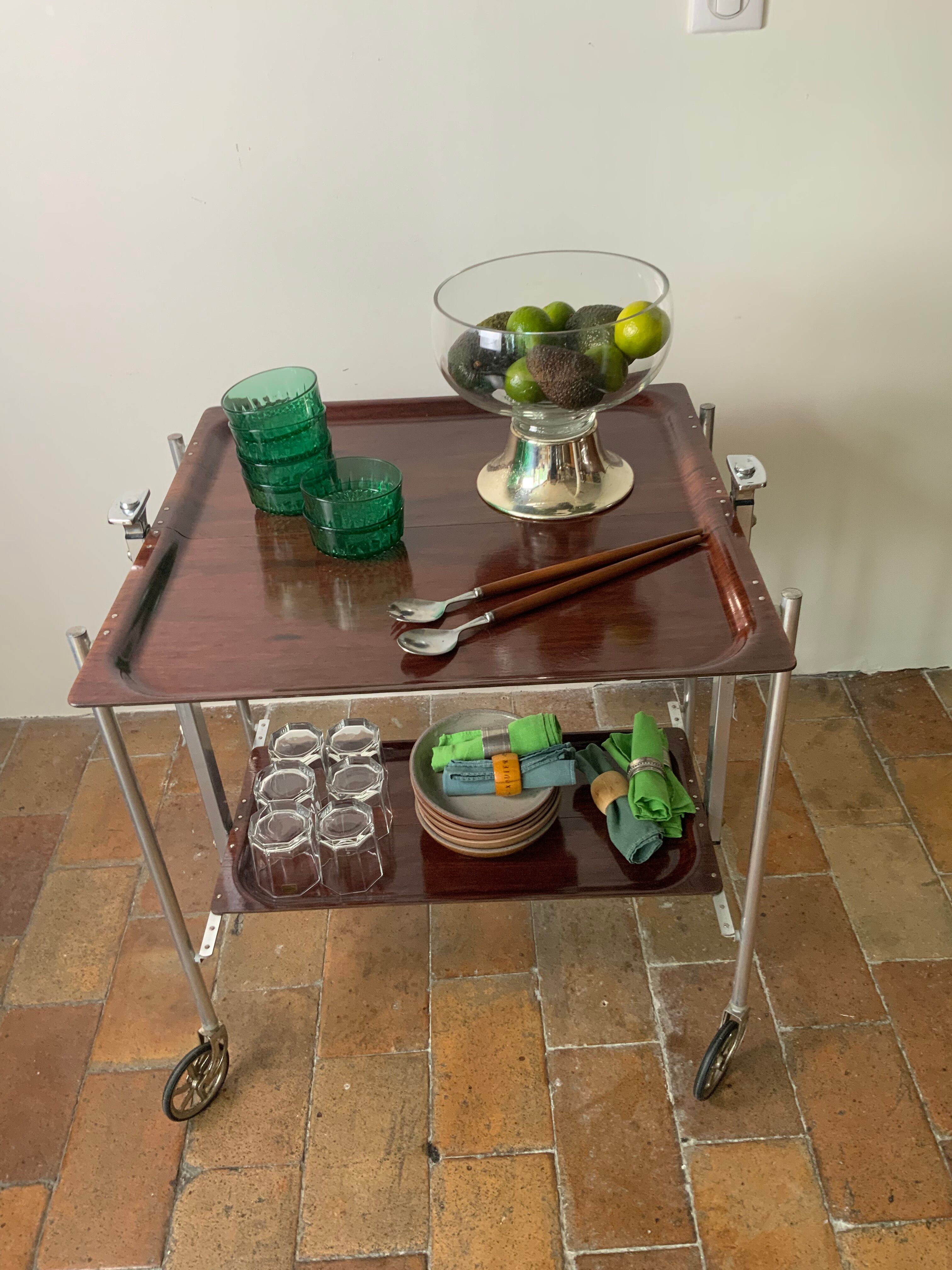 Vintage 70s folding dessert trolley