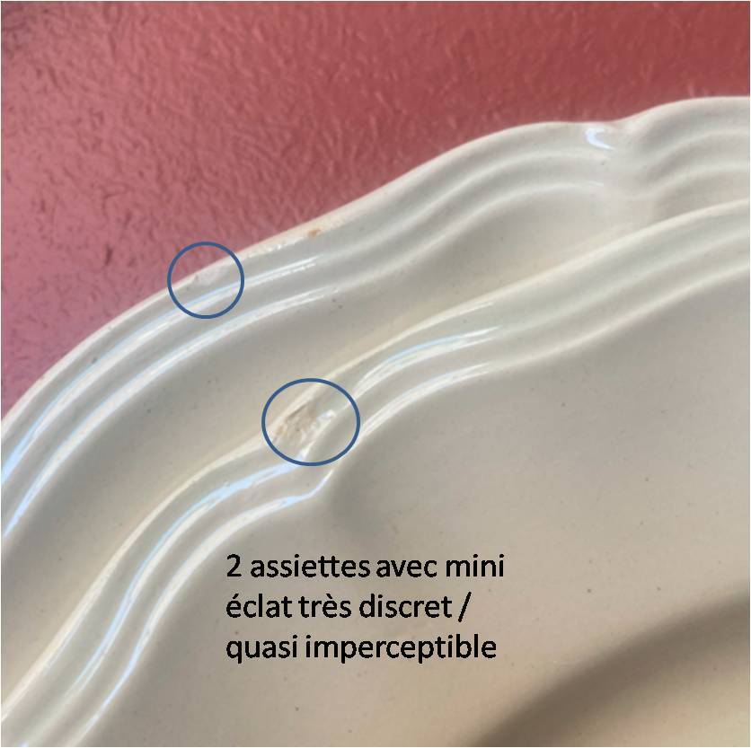 Set of 4 ivory digoin sarreguemines flat plates with gadroons
