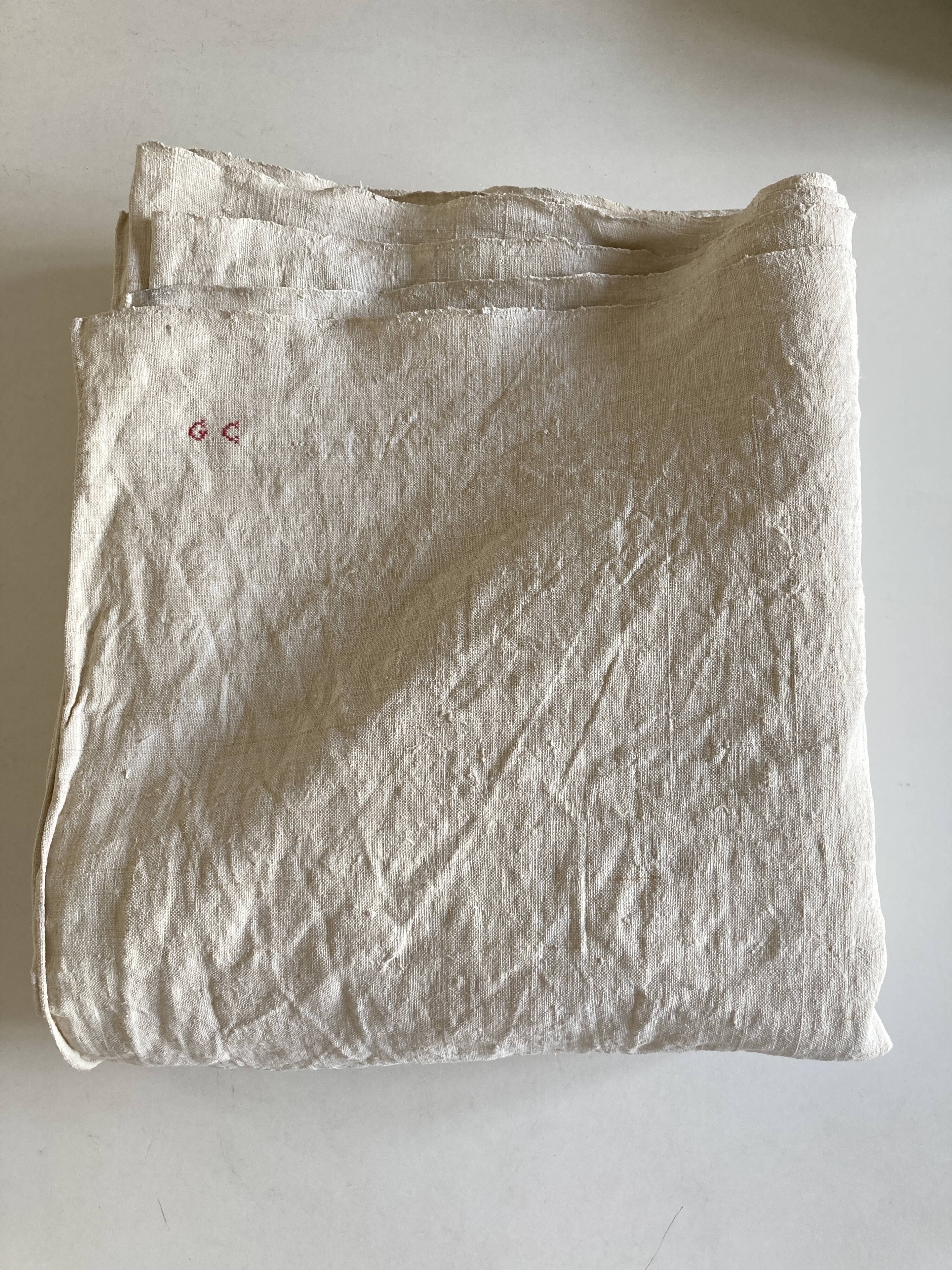 19th L260cm raw linen reserve farm case