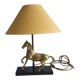 Brass and wood horse lamp