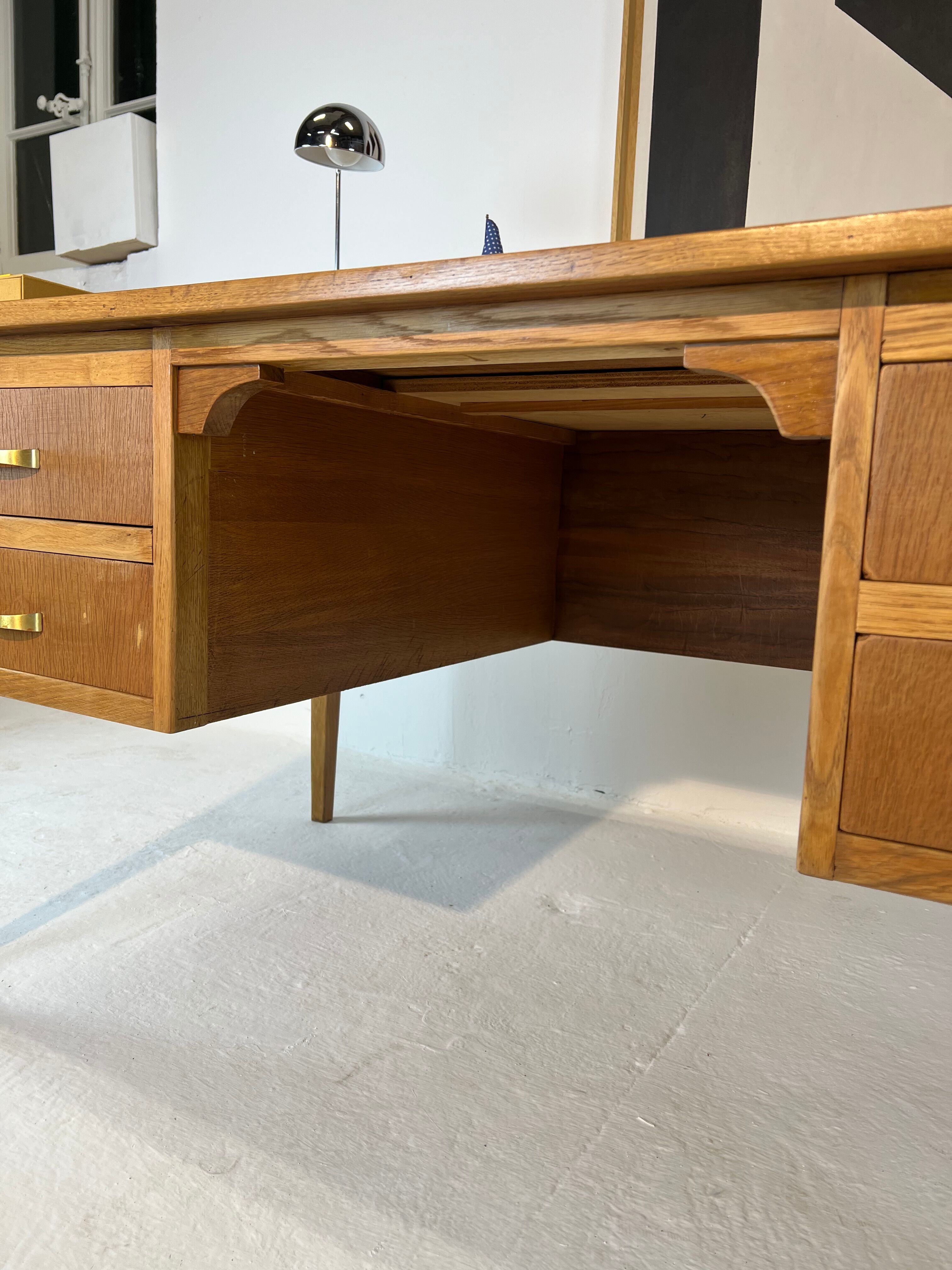 Two-sided oak desk, 50s
