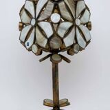 Rare Brutalist Italian Glass Paste and Wrought Iron Table Lamp by Longobard