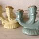 Pastel-toned earthenware candle holders