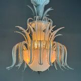 Venetian chandelier in white and gold Murano glass, circa 1980