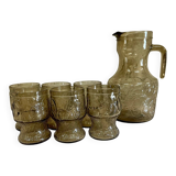 Service à orangeade verre fumé noir ancien/vintage