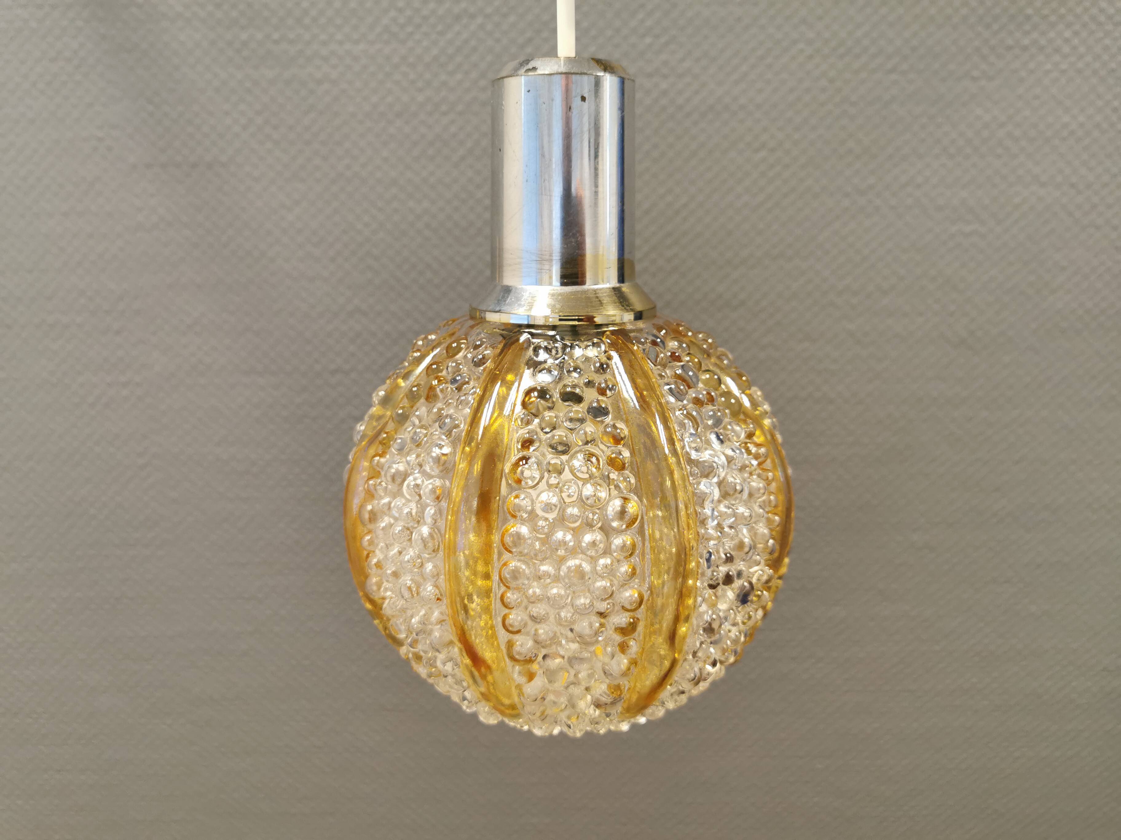 Small Danish hanging lamp in glass.