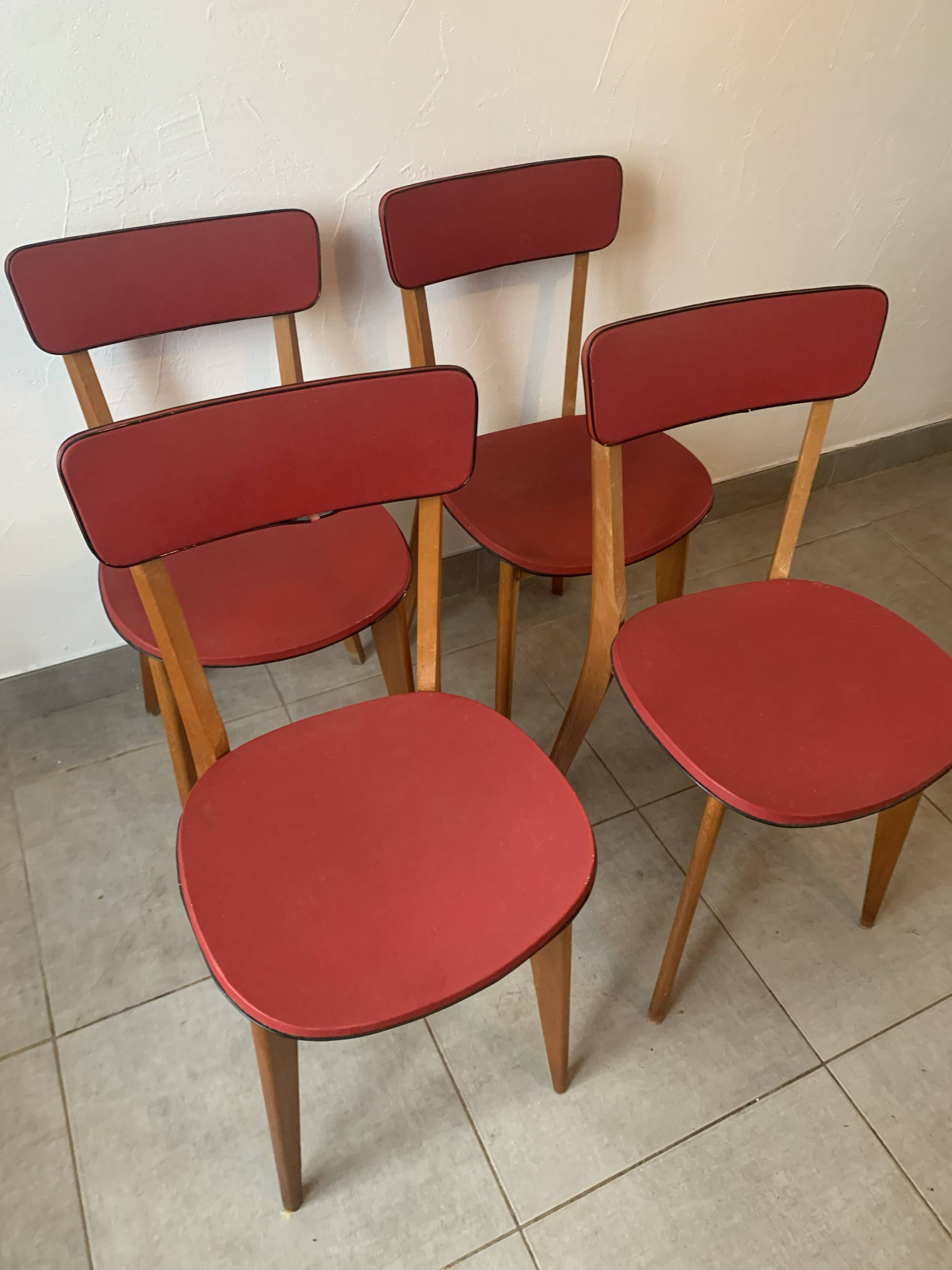 Set de 4 chaises bistrot vintage, années 50 (Taille adulte)