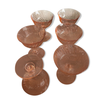 Lot de 6 coupes de champagne rose